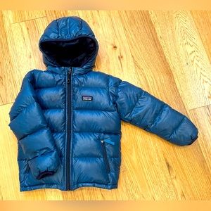Patagonia Baby Hi-Loft Down Sweater Hoodie, 5T, Blue